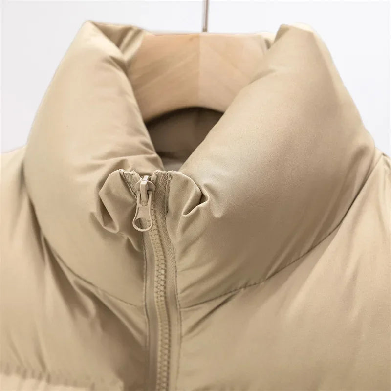 Warm Parkas Women Single Breasted Coats Autumn Winter Vest Coat Khaki High Waist Casual Vests Elegant Y2k Jackets Thick