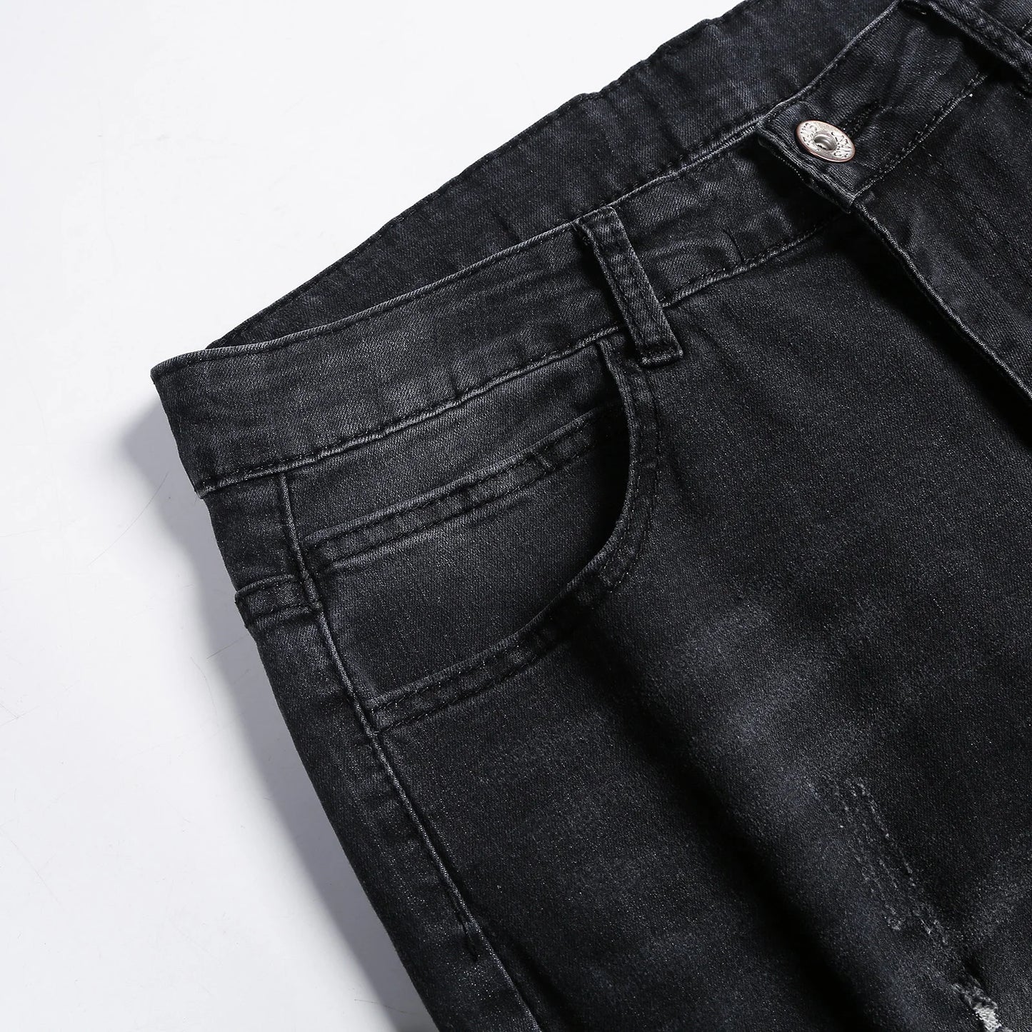 2025 New Fashion Street Style Ripped Skinny Jeans Men Vintage wash Solid Denim Trouser Mens Casual Slim fit pencil denim Pants