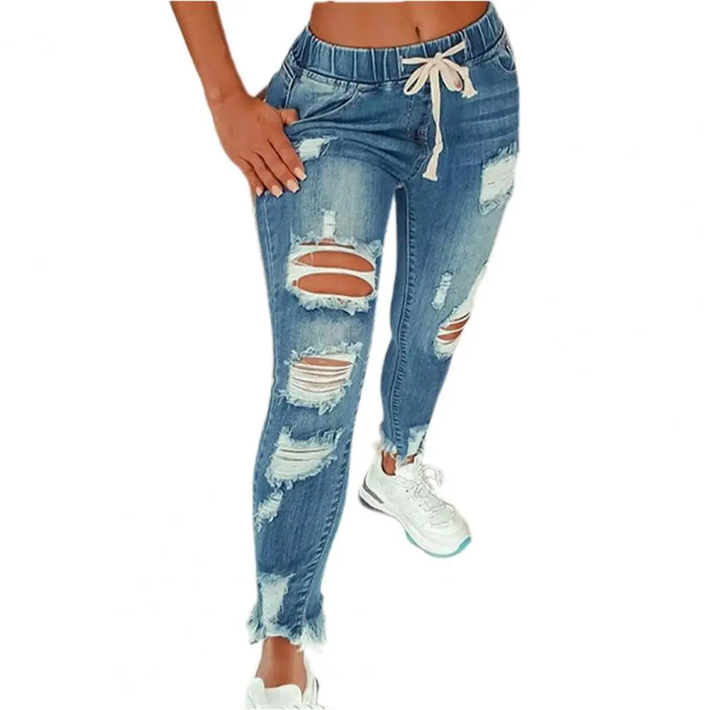 Popular Denim Pants Summer Pure Color All Match Jeans Slim Female Pencil Jeans for Dating