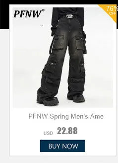 PFNW - Vaqueros caqui con estampado de leopardo para hombre y mujer, holgados, informales, de pierna ancha, primavera 2025, 28W6288