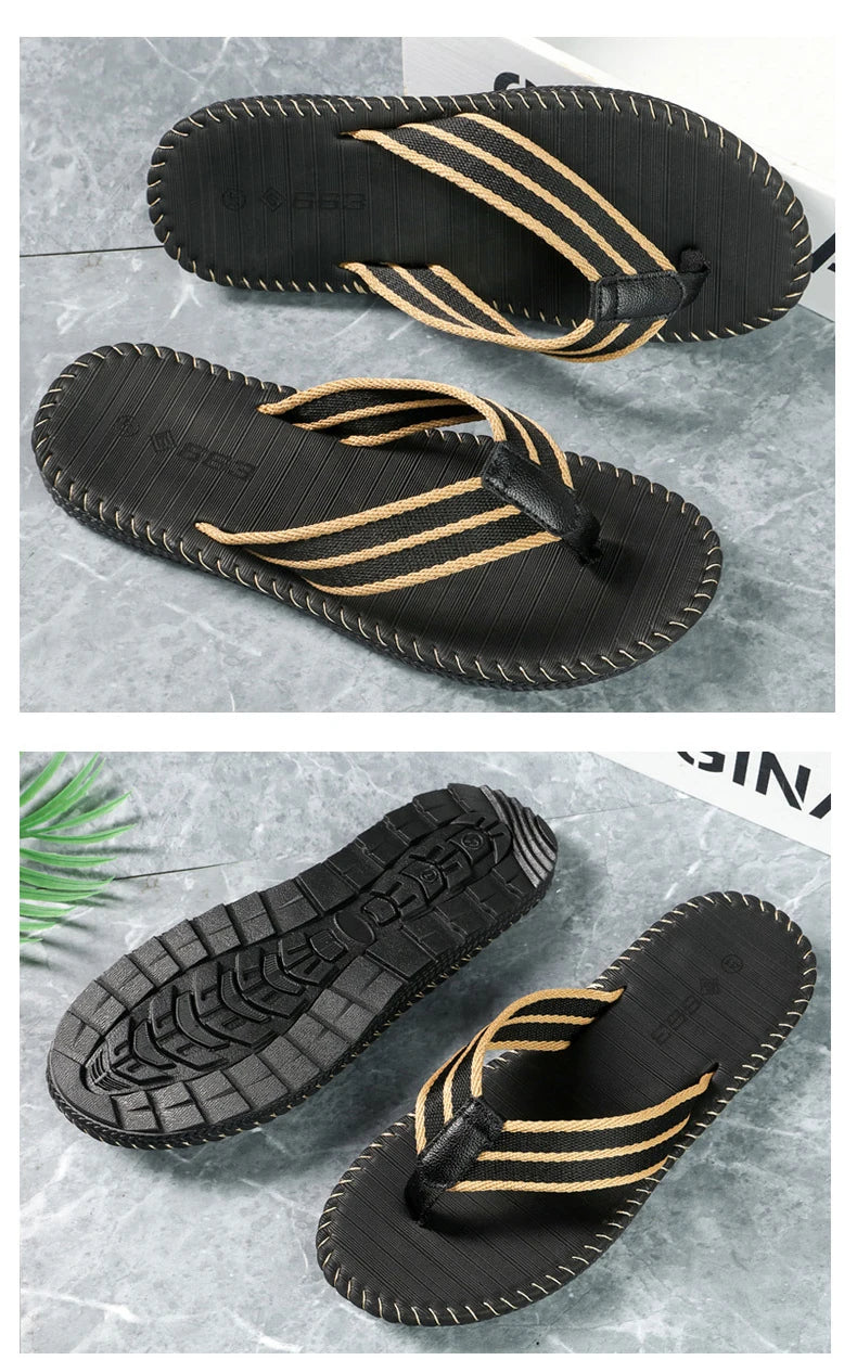 1pair New Summer Fashion Hard Wearing Outdoor Beach Sandals Men's Personality Flip-flops Slippers