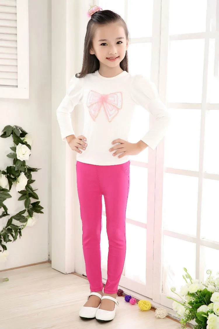 1pcs Spring Summer Girl Pencil Pants Elastic Thin Baby Legging Slim Fit Children's Leggings Autumn Kids Imitation Jeans Trousers