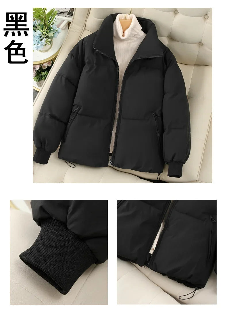 Parkas Women Coat Jacket Autumn Winter Keep Warm Puffer Jacket Stand Collar Harajuku Outwear Loose Padded Vest Korean Fall 2024