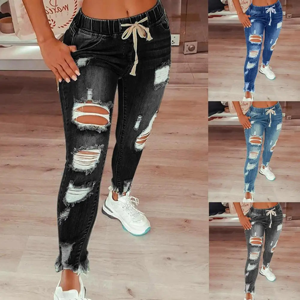 Popular Denim Pants Summer Pure Color All Match Jeans Slim Female Pencil Jeans for Dating