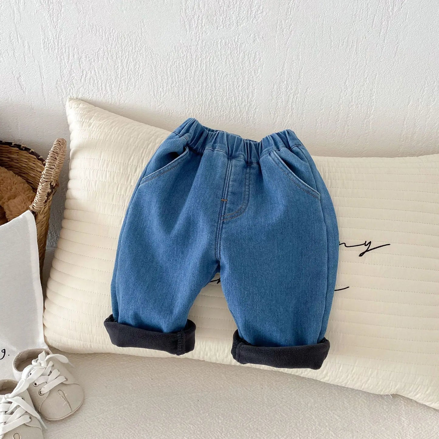 0-5 Years Autumn Kids Jeans Casual Solid Baby Boys Denim Pants Soft Girls Fashion Trousers Matching Corduroy Pants
