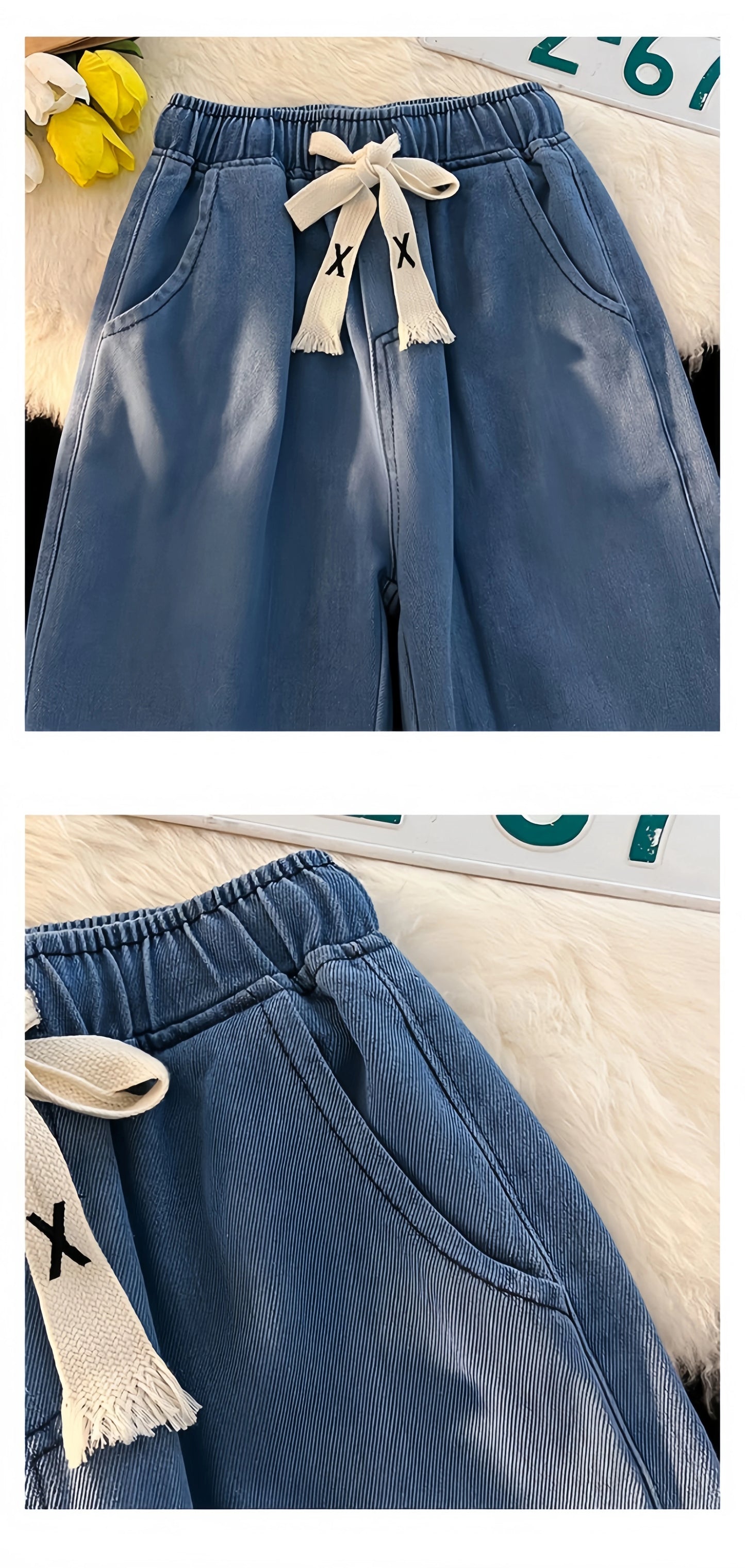 2023 New Spring And Winter Wide-leg Jeans Women Loose Straight Leg All Draped Trousers Students High-waisted Nine-point Pants