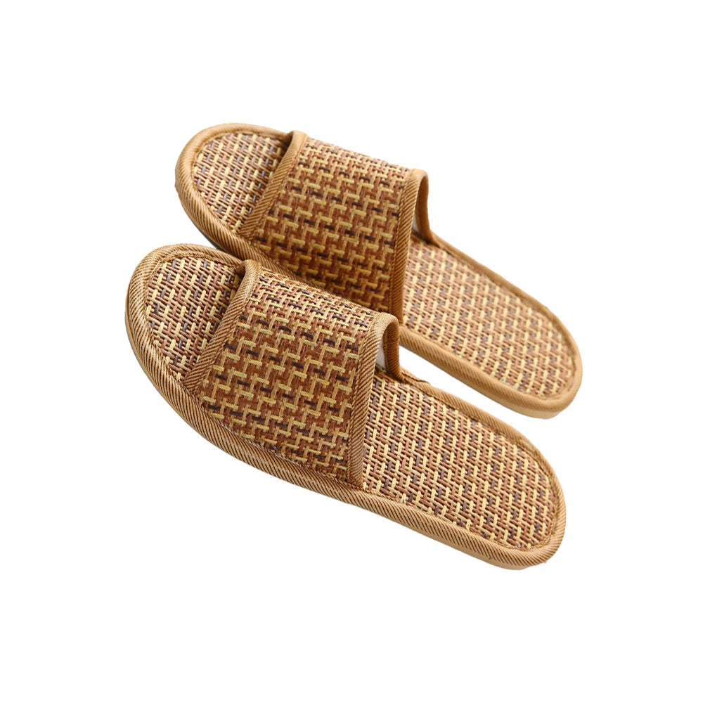 1 Pair Hotel Indoor Bamboo Slipper Women Men Casual Open Toe Sandal