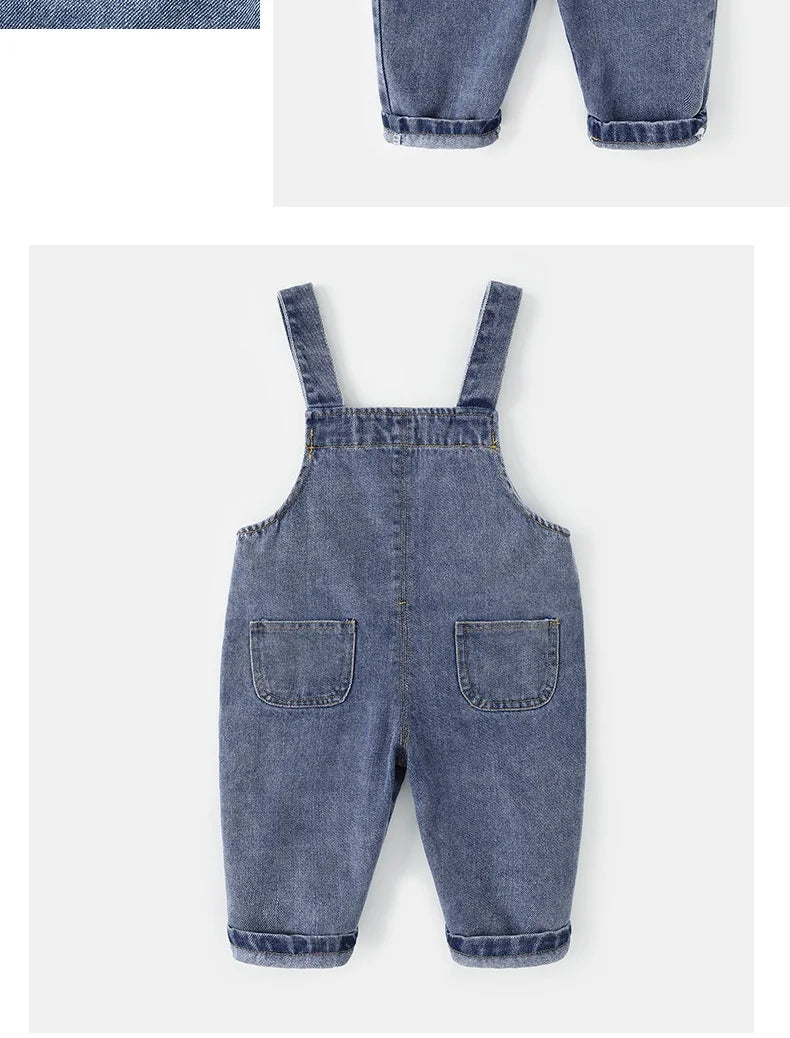 Monos vaqueros de algodón para niños pequeños de 0 a 5 años, con tirantes ajustables, holgados, informales, para primavera y otoño