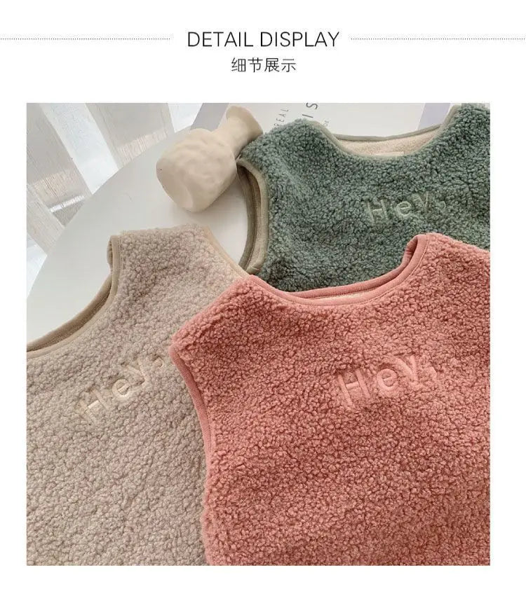 Vests & Waistcoats Girls Boys Polar Fleece Jacket Outer Wear Casual Simple Letter Embroidered Jacket Autumn Winter Children's