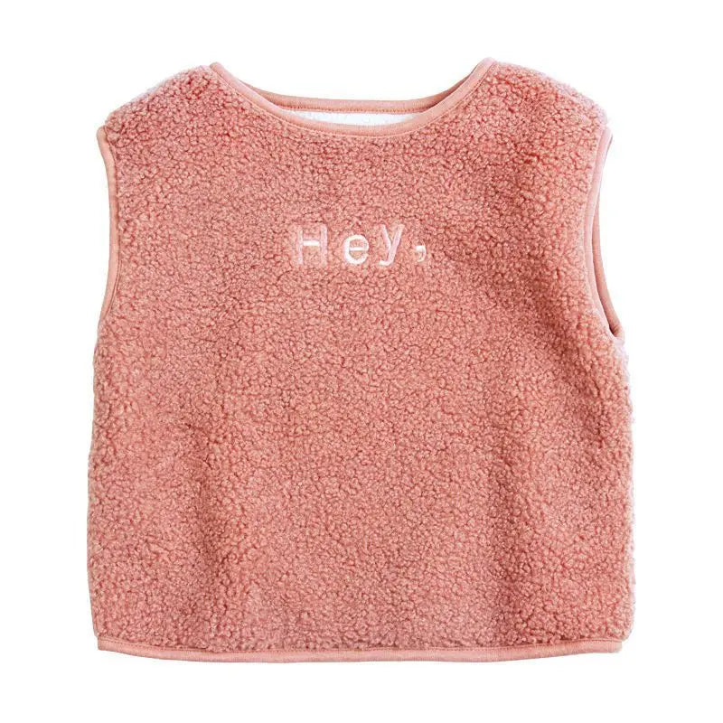 Vests & Waistcoats Girls Boys Polar Fleece Jacket Outer Wear Casual Simple Letter Embroidered Jacket Autumn Winter Children's
