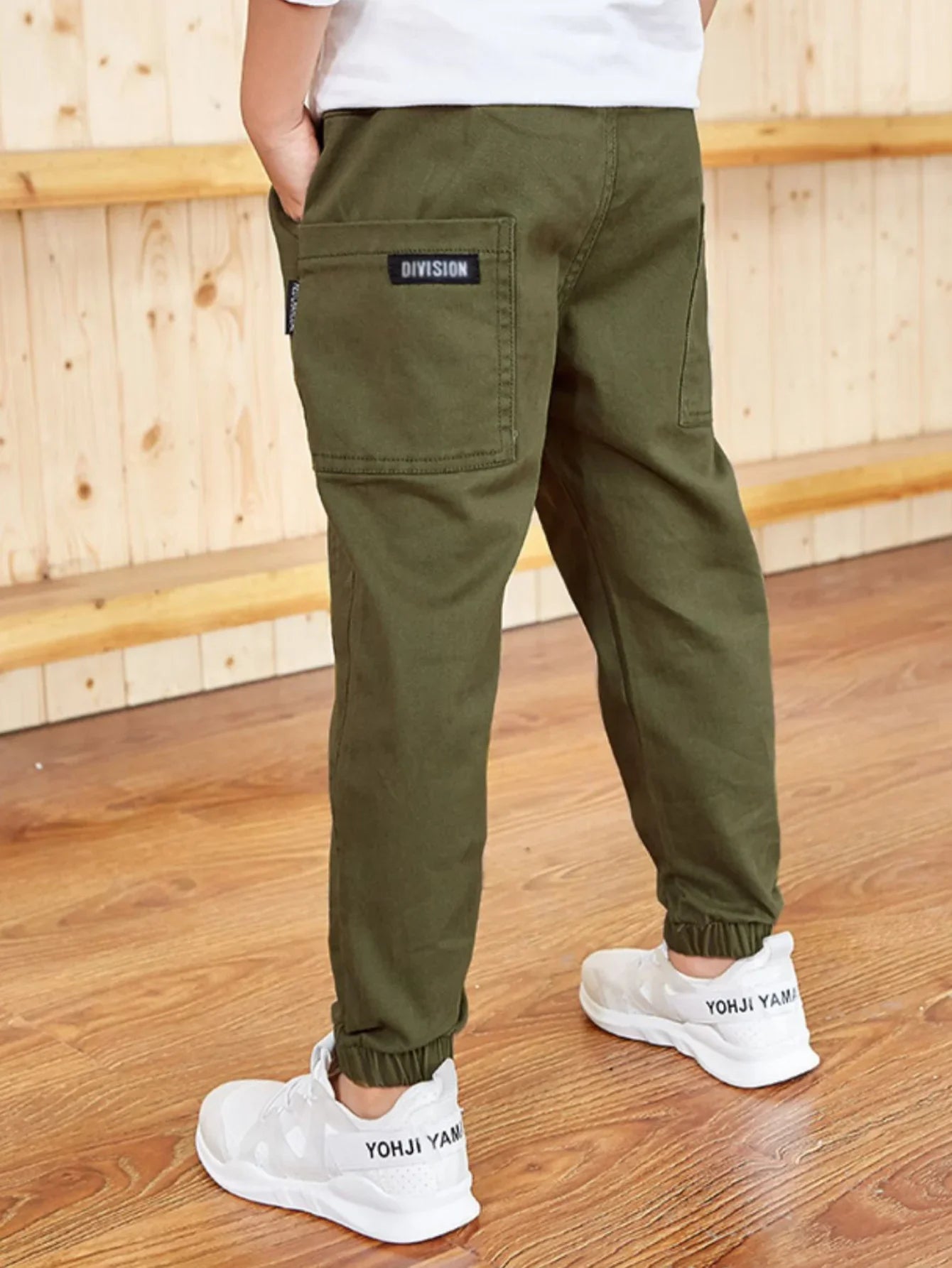 Pantalones deportivos elegantes de color sólido para niño, pantalones deportivos cargo informales con cintura elástica para exteriores