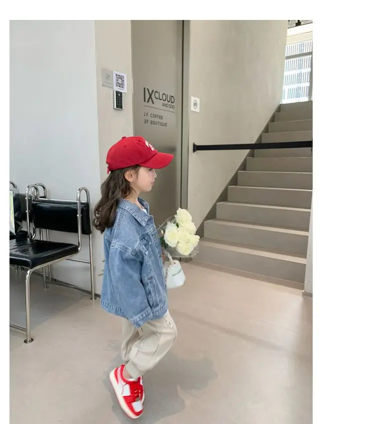 Fashion Kids Denim Jacket For Girls Coat Spring Autumn Children Outerwear Baby Casual Jackets Costume 4-12 Year