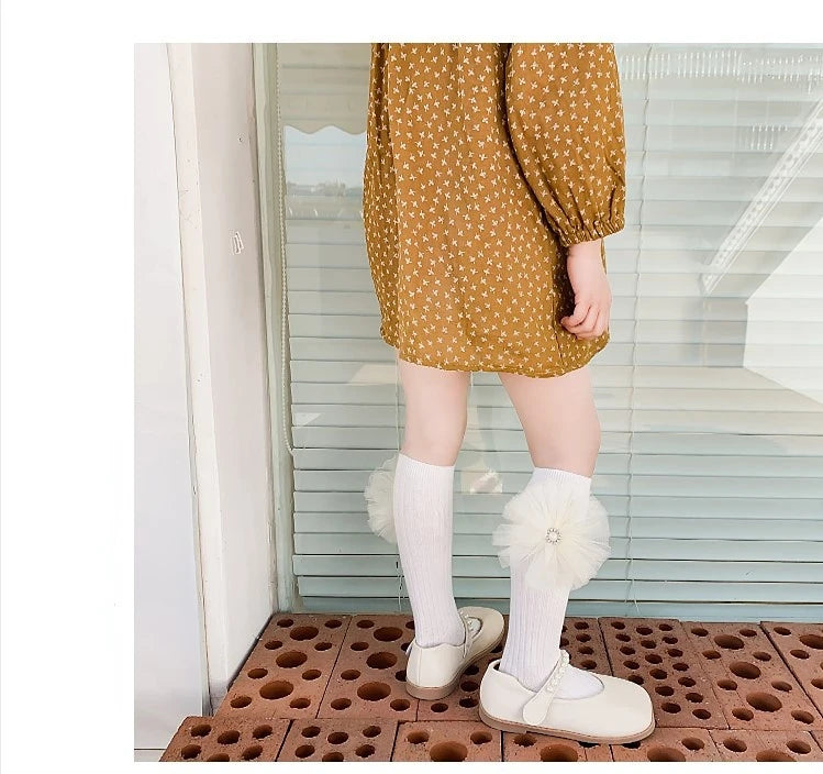 1 Pair Kids Girl Sock Rerto Lace Bow Princess Calf Sock for Children Girl Spring Summer Thin Stocking Knee High Baby Girl Sock