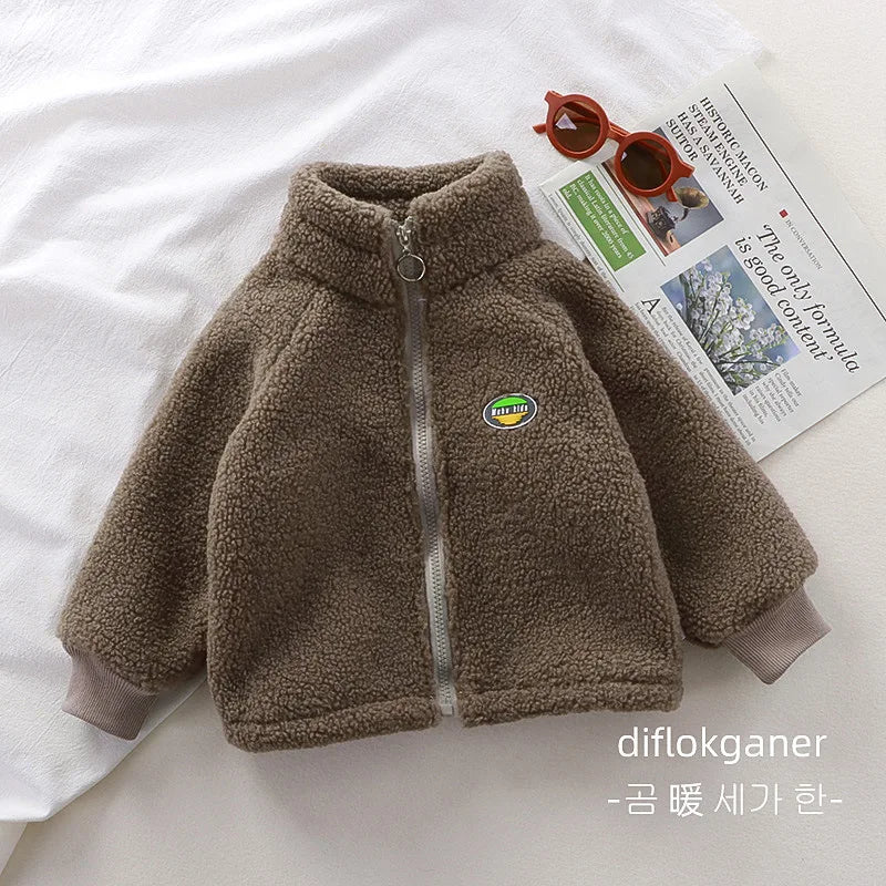 Childrens Clothing Lamb Wool Jacket with Wool Jacket for Boys and Girls Autumn and Winter New Styles Kids Clothes