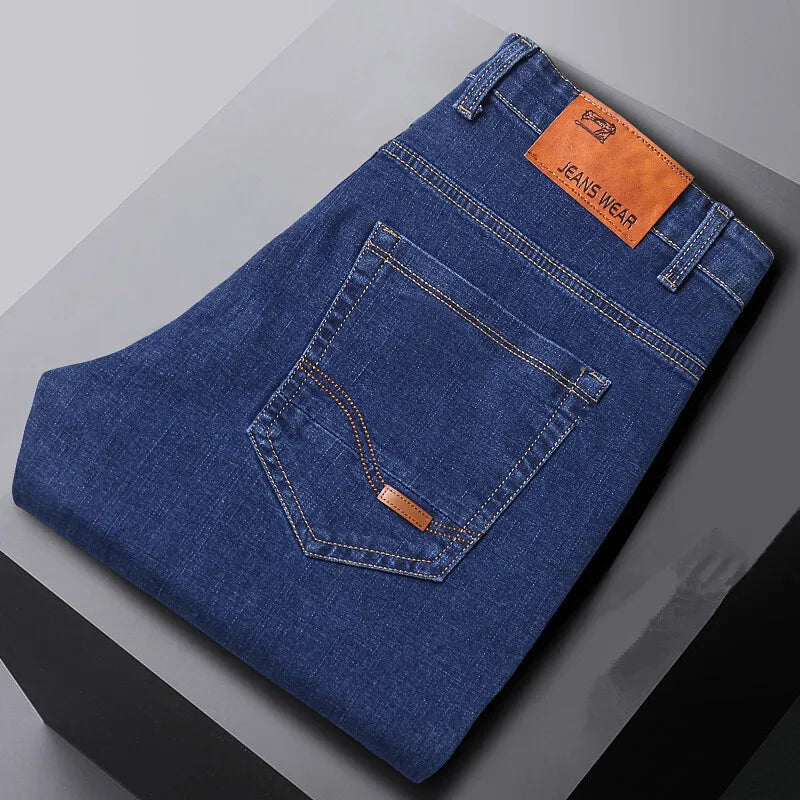 Blue Men's Stretch Jeans, Black Denim Trousers, Fashion Slim Casual Pants Asian Size 28-40