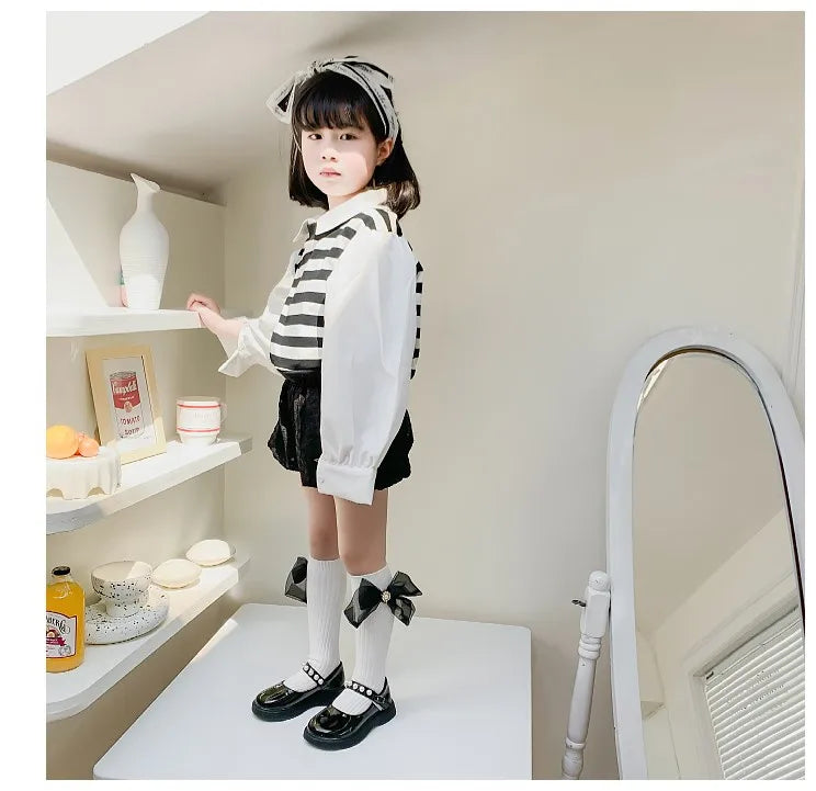 1 Pair Kids Girl Sock Rerto Lace Bow Princess Calf Sock for Children Girl Spring Summer Thin Stocking Knee High Baby Girl Sock