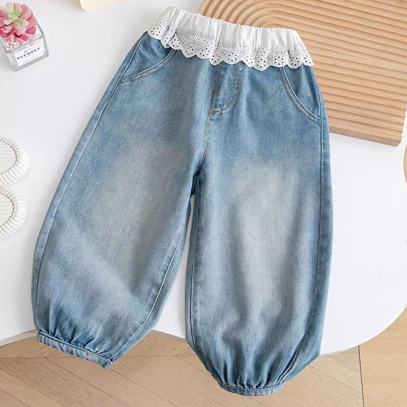 Sanrio Kids Jeans Hello Kitty Jeans taille élastique pour tout-petits garçons filles imprimé dessin animé Denim pantalon durable genoux renforcés