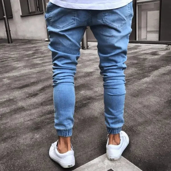 Denim Pencil Pants Men Vintage Washed Jeans High Waist Pockets Zipper Fly Basics Ankle Length Trousers 2025 Casual Long Denims