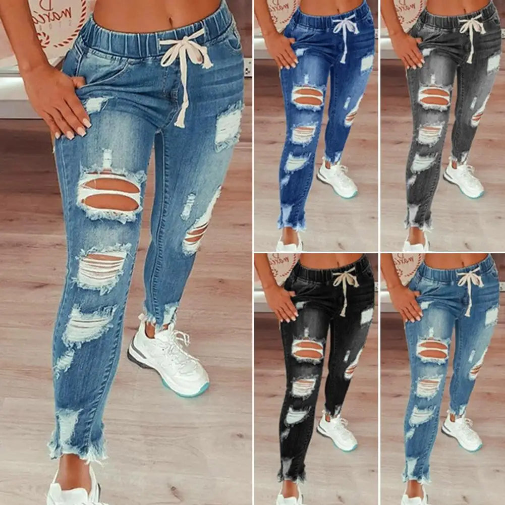 Popular Denim Pants Summer Pure Color All Match Jeans Slim Female Pencil Jeans for Dating