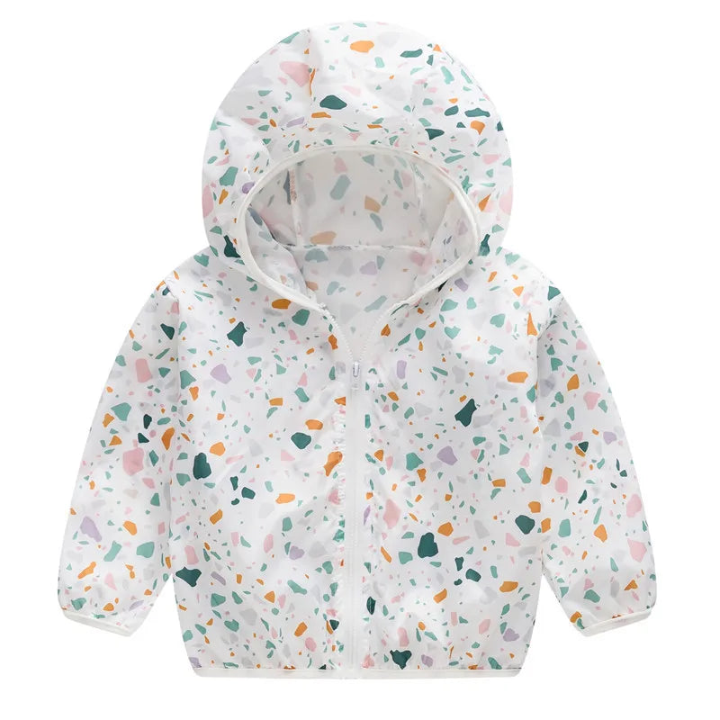 New Boys Sun Protective Jacket Thin Style Spring Summer Little Princess Coat Hooded Zipper Baby Outerwear Children's Clothing