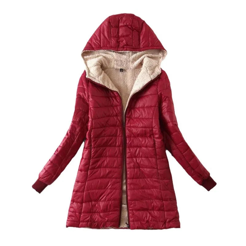 Zipper Cardigan Solid Spliced Women Clothing Parkas Hooded Long Sleeve Outerwear Loose Fit Casual Pockets 2024 Autumn Parka