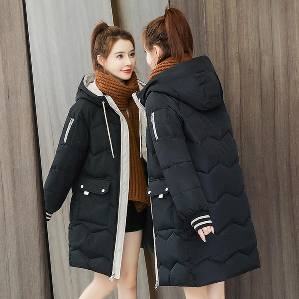 2025 New Women Long Down Cotton Jacket Korean Loose Cotton Coat Winter Thicken Warm Women Parkas Winter Female Hooded Coat