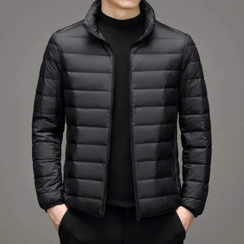 Thin Fleece-lined Cotton Coat For Men Casual Style Cropped Jacket Korean Winter Fashion Jacket For Middle-aged Elderly
