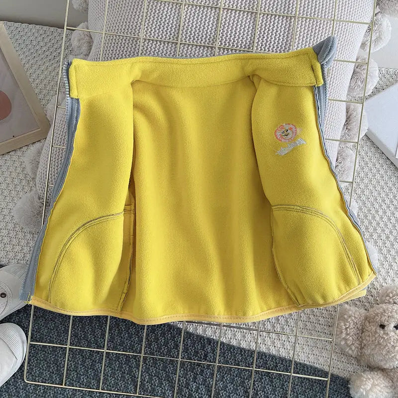 New Children Boys Girls Polar fleece cardigan jacket Winter Kids Warm Hooded Baby Coats Causal Toddler Outerwear