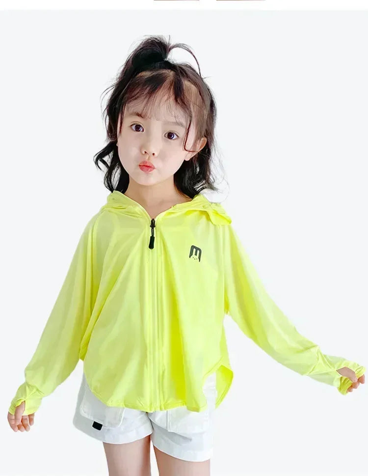 Children's Outdoor Ice Silk Sunscreen Jacket UV Resistant Children's Summer Cycling Sunscreen Jacket Children's Clothing