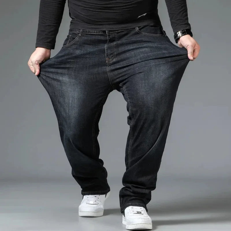 10XL Mens Black Jeans Oversize High Waist Loose Trousers Large Size Husband Plus Size Loose Denim Trousers Blue Male Denim Pants