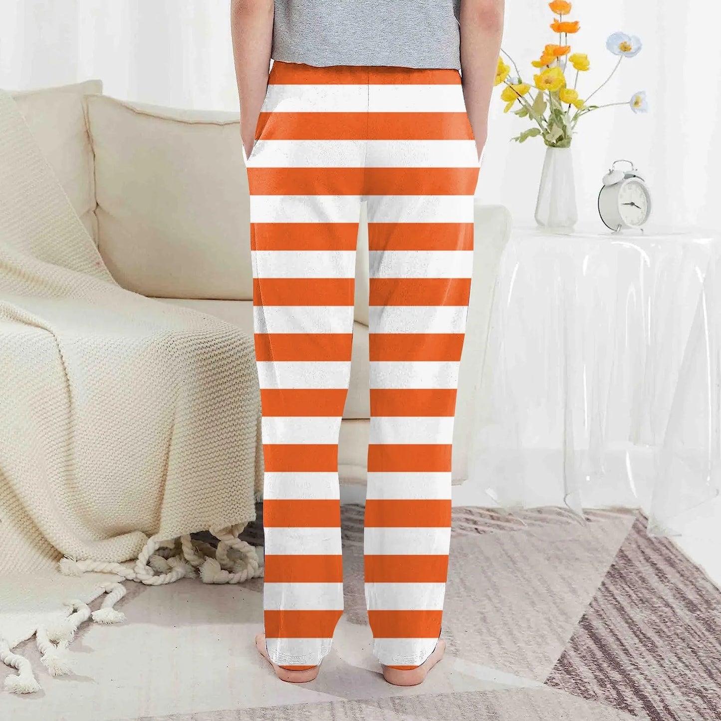 Pantalones de pijama con estampado de rayas elegantes para niños y niñas, pantalones de dormir casuales, sueltos y cómodos con bolsillos, pijamas para niños.