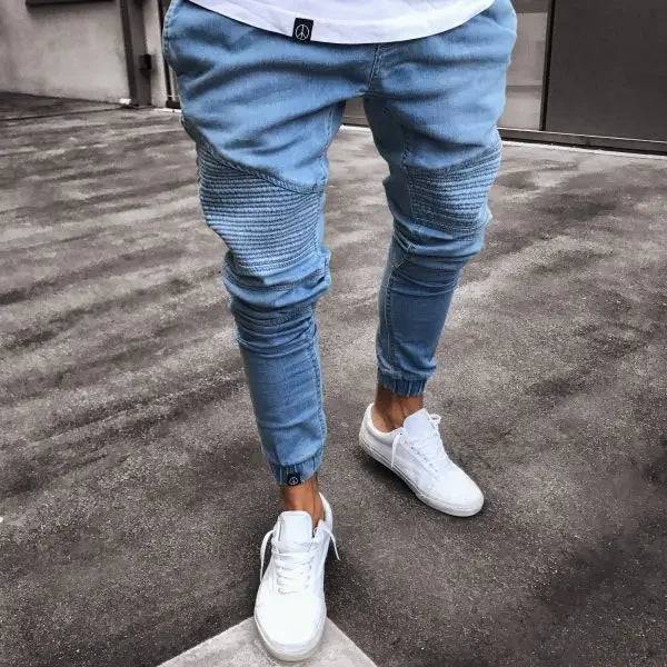 Denim Pencil Pants Men Vintage Washed Jeans High Waist Pockets Zipper Fly Basics Ankle Length Trousers 2025 Casual Long Denims