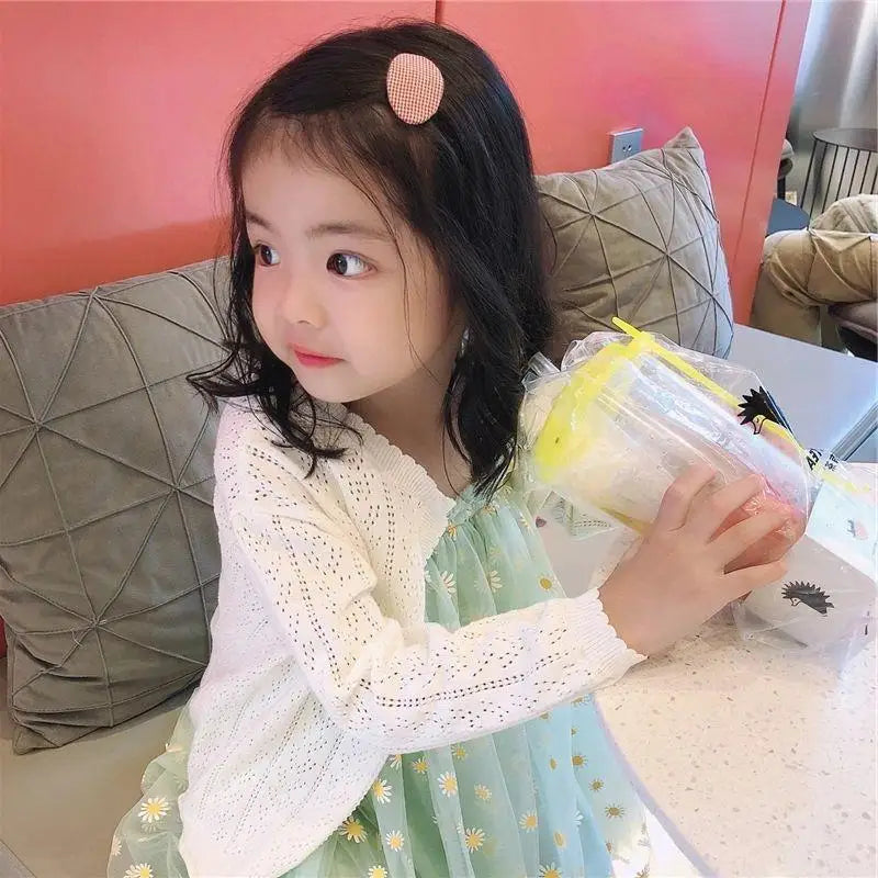 Coat Children Girl Spring Summer Lightweight Style Cotton Solid Open-knit Sun Shirt Cardigan Versatile Sweet Fashion Casual