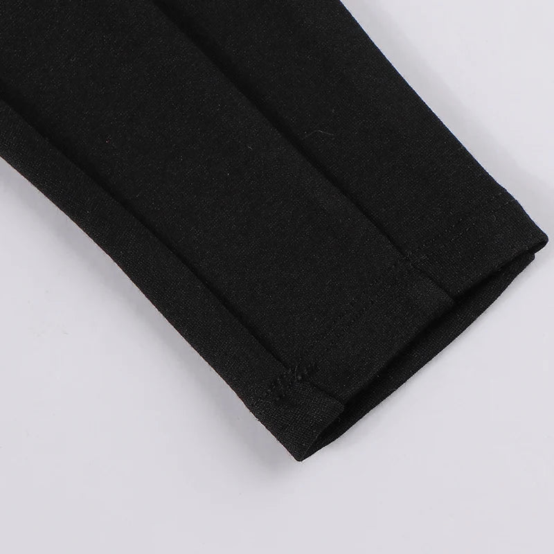 Pantalones largos negros para niños, para todas las estaciones, con cintura elástica alta, a la moda, ropa de verano para niños, con cremallera frontal y abertura.