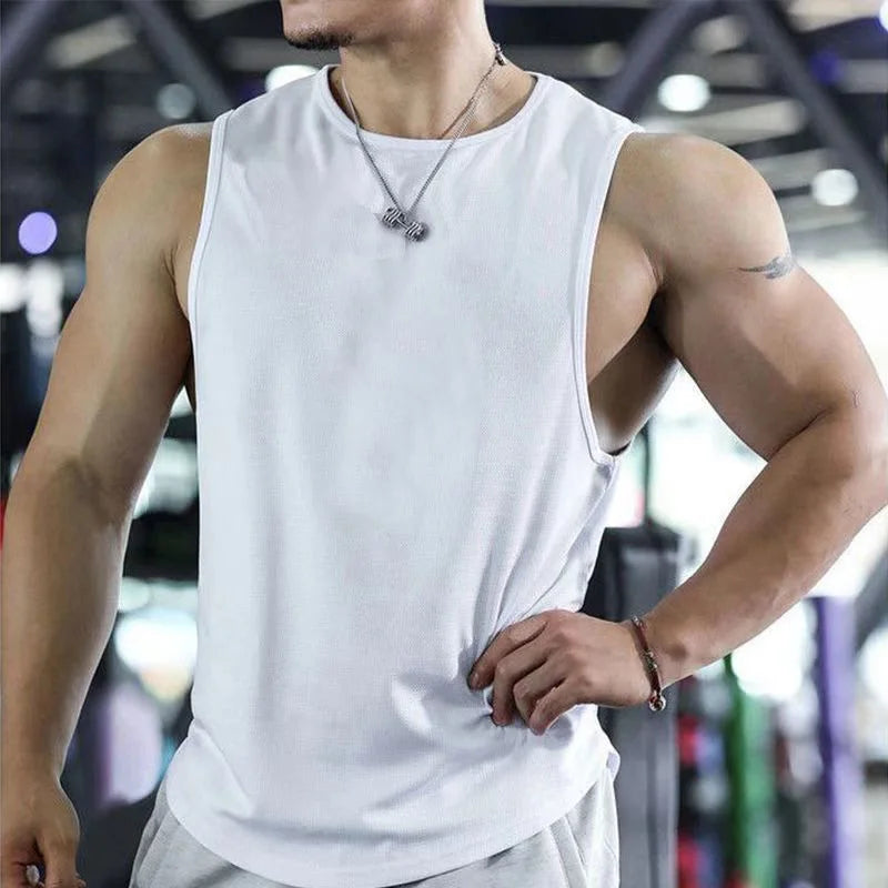 13 Color Men Vests Summer Male O-Neck Sleeveless Solid Breathable Loose Tank Tops QDH-BX1