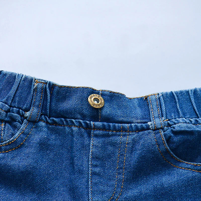 Children's Jeans Baby Girl's Fashion Pants with Holes Cute Children's Soft Denim Casual Pants