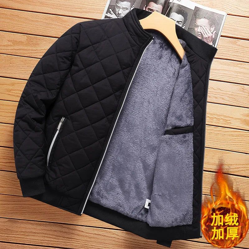 2025 Men's Thick Warm Bomber Jacket Coats Autumn Winter Fleece Lined Casual Jacket for Men Slim Fit Winter Clothing Parkas 5XL