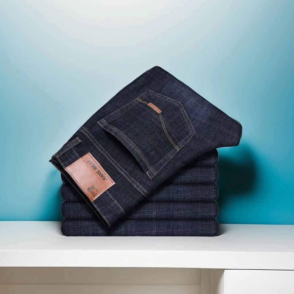 Pantalones vaqueros clásicos para hombre, pantalón vaquero negro suave, estilo motero, talla 28-40