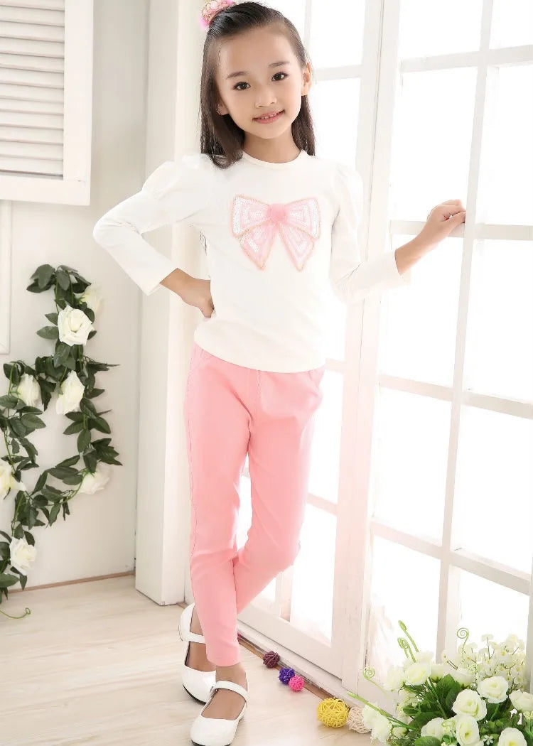 1pcs Spring Summer Girl Pencil Pants Elastic Thin Baby Legging Slim Fit Children's Leggings Autumn Kids Imitation Jeans Trousers