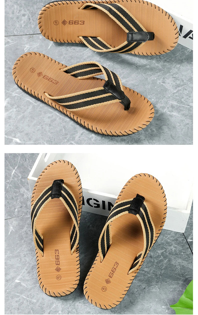 1pair New Summer Fashion Hard Wearing Outdoor Beach Sandals Men's Personality Flip-flops Slippers