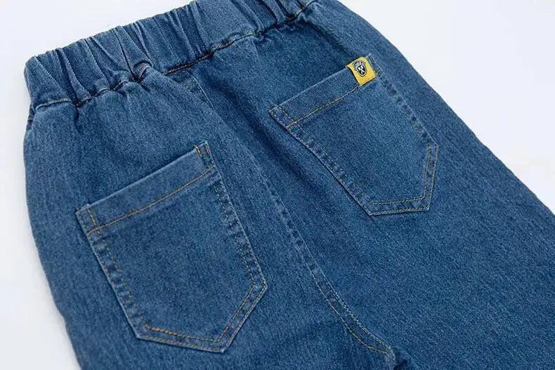 Pantalones vaqueros de primavera y otoño para niños de 4 a 6 años, de algodón con estampado y empalme elástico, pantalones vaqueros coreanos para adolescentes, ropa para niños nueva