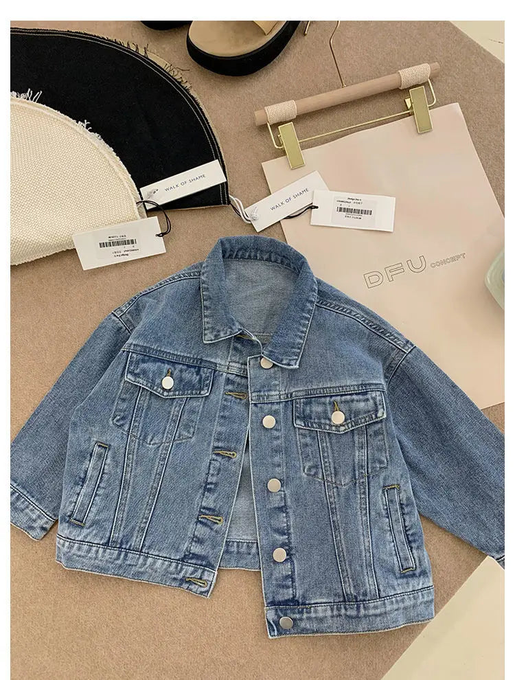 Fashion Kids Denim Jacket For Girls Coat Spring Autumn Children Outerwear Baby Casual Jackets Costume 4-12 Year