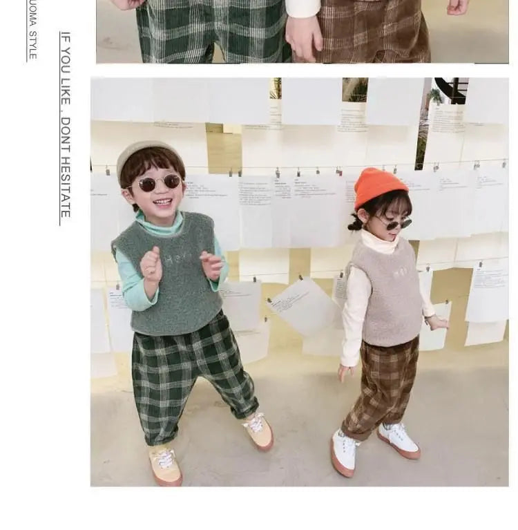 Vests & Waistcoats Girls Boys Polar Fleece Jacket Outer Wear Casual Simple Letter Embroidered Jacket Autumn Winter Children's
