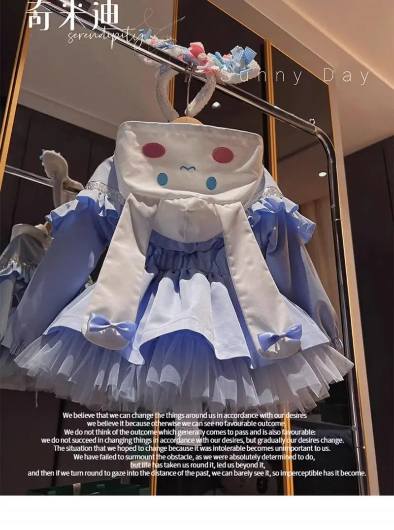 Kawaii Kuromi Cinnamoroll Kids Girls Jacket Autumn New Cartoon Fashion Embroidery Jacket Retract Waist Hooded Outdoor Jackets