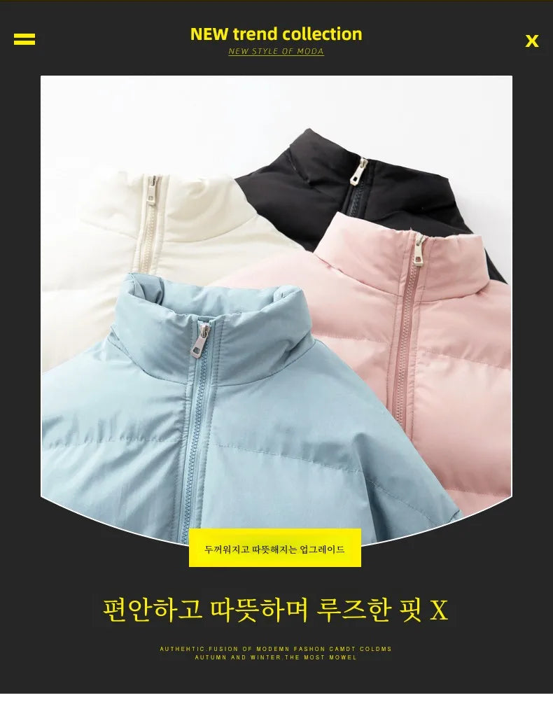 Down Jacket Cotton-padded Clothes Winter Thickened Cotton-padded Coat New Men And Women Couple Chopsticks Casual Youth Warm O...