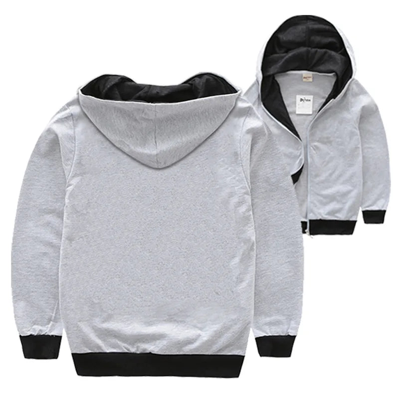 Spring Autumn Kids Baby Boys Coats Hooded Sweatshirt Girls Hoodies Children Jacket Toddler Outerwear Clothes Gray Blue Red 3-12T