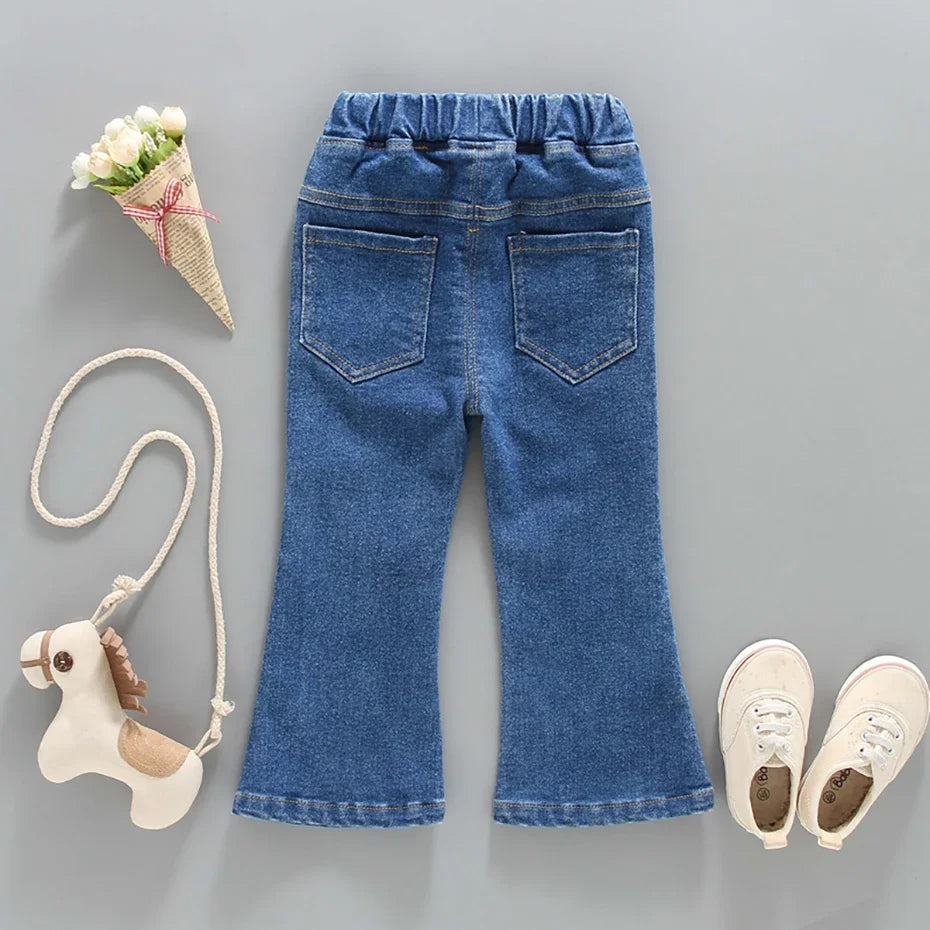 Pantalones vaqueros de color liso para niñas, estilo casual, para primavera y otoño, de 1 a 6 años.