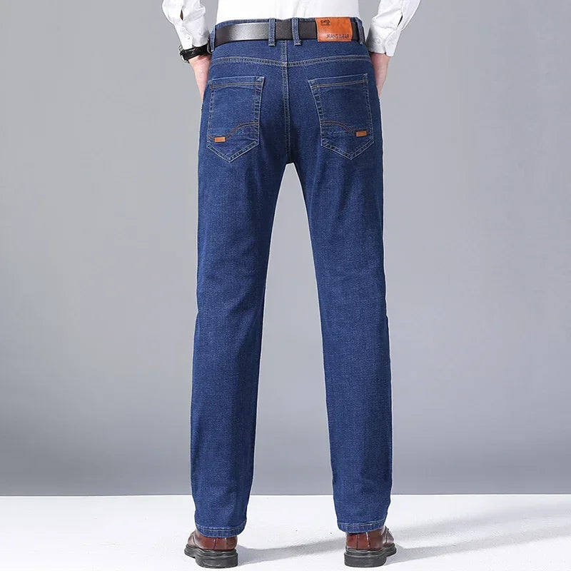 Fashion Men Jeans Stretch Straight Leg Casual Slim Fit Denim Pants Male Brand Luxury Design Business Classic Trousers Large Size