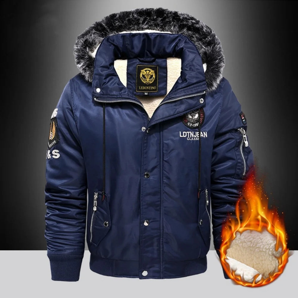 Winter new casual men's cotton-padded padded jacket warm hooded coat windproof men's large size M-5XL cotton-padded jacket