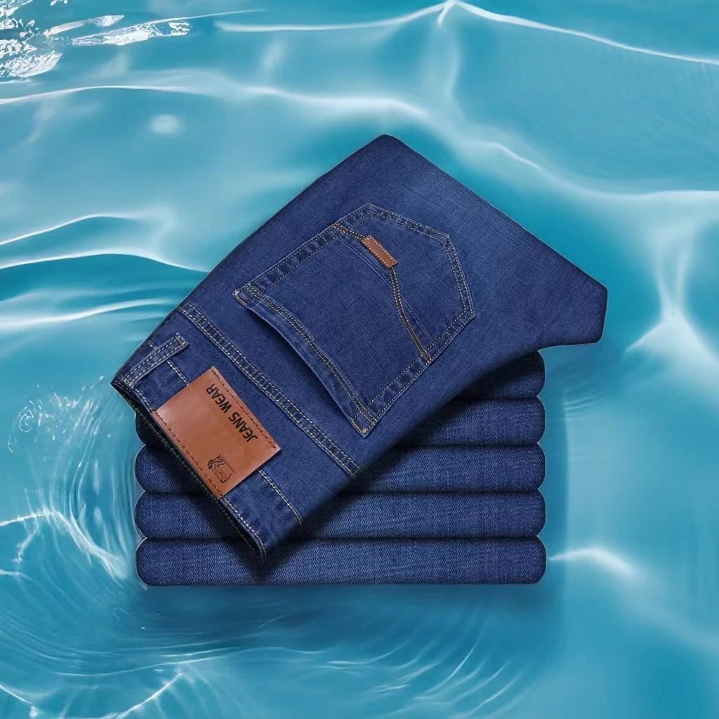Pantalones vaqueros clásicos para hombre, pantalón vaquero negro suave, estilo motero, talla 28-40